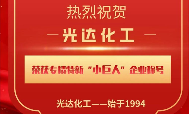 喜報(bào)！光達(dá)化工榮獲專精特新“小巨人”企業(yè)稱號(hào)！